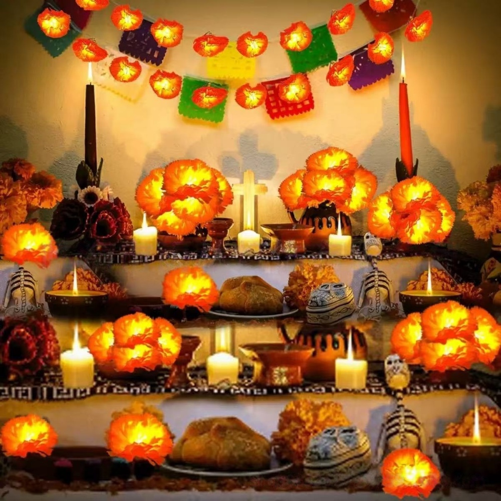 Halloween Led String Lights Orange - Marigold Flower LED String Lights Outdoor