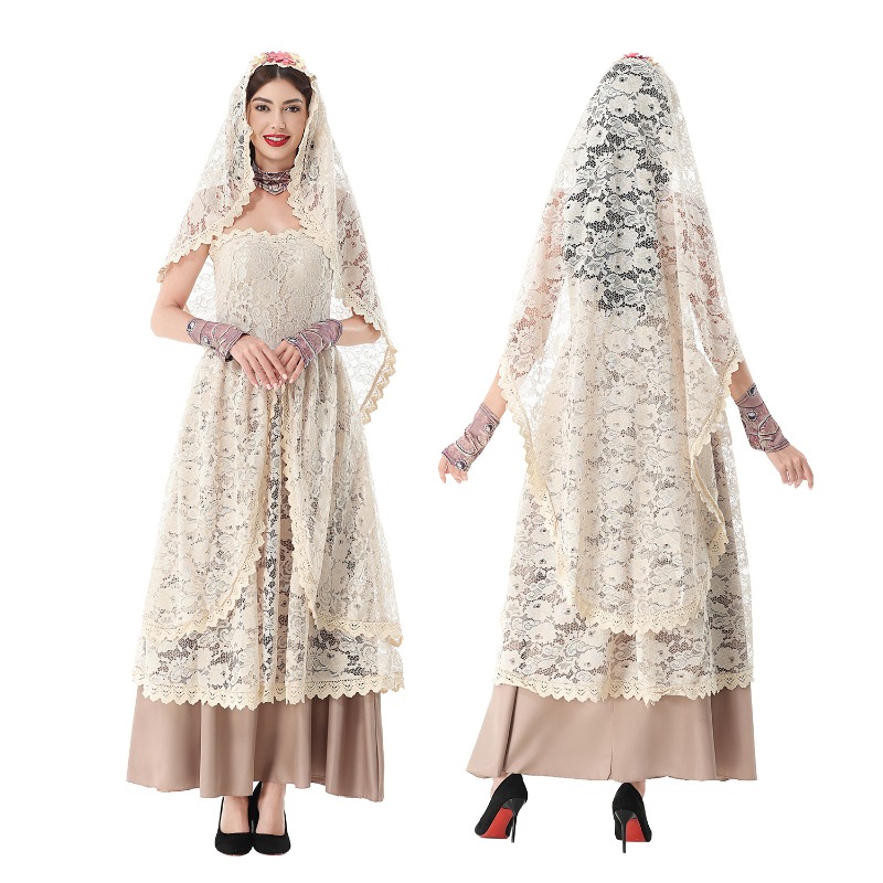 Women Vintage Lace Maxi Dress  - Halloween Costume Adult 评论和价格