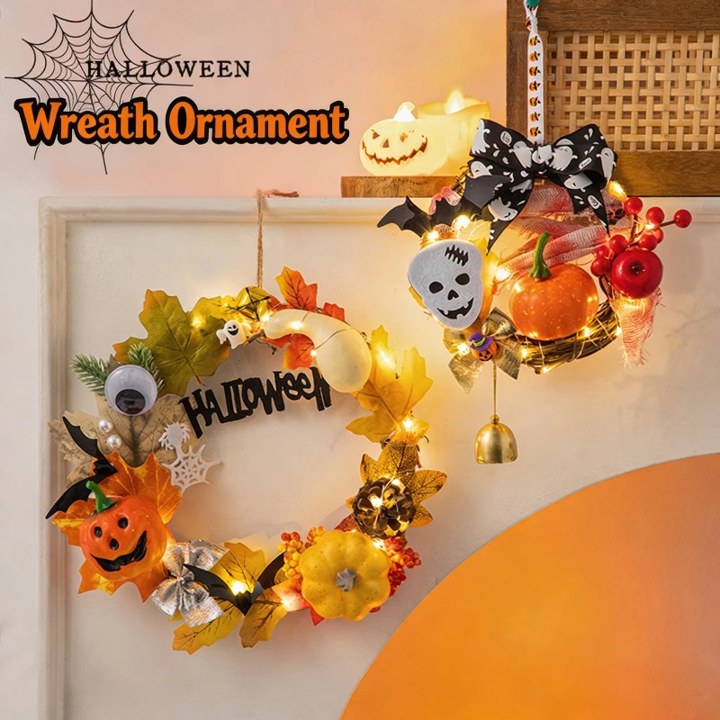 DIY Halloween Wreath Kit with  - Halloween Pumpkin Decor Led 评论和价格