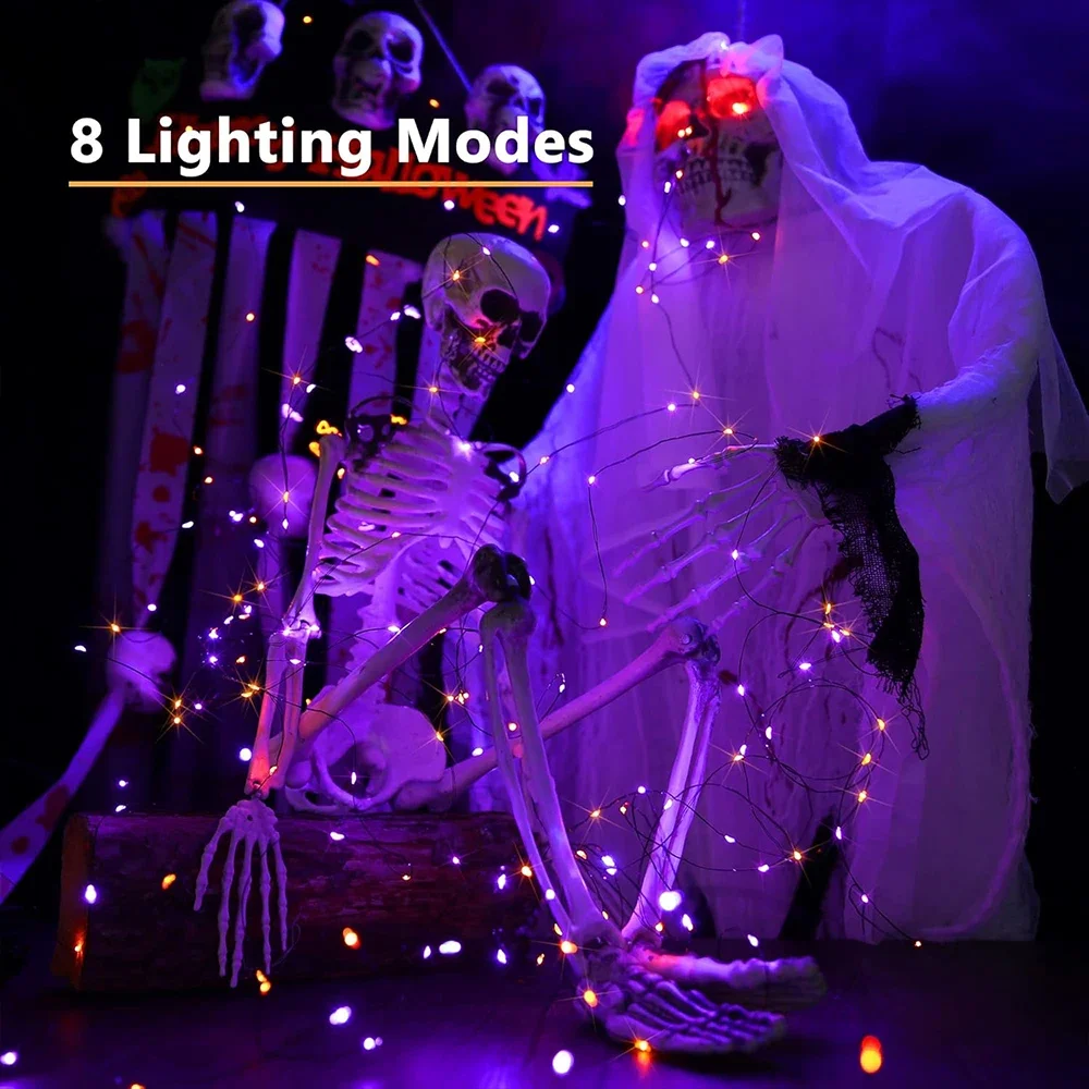 10-120M Copper Wire String Lig - Halloween Led String Lights Orange 评论和价格