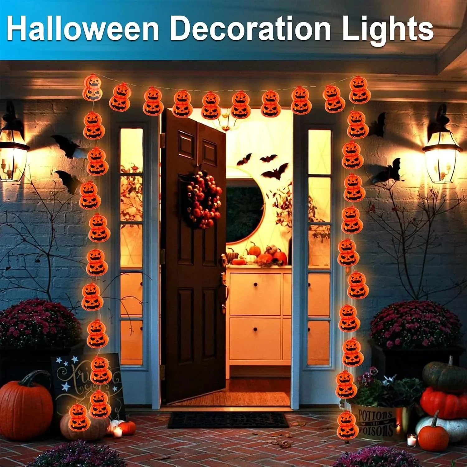 Jack O Lantern String Lights,  - Halloween Led String Lights Orange 评论和价格