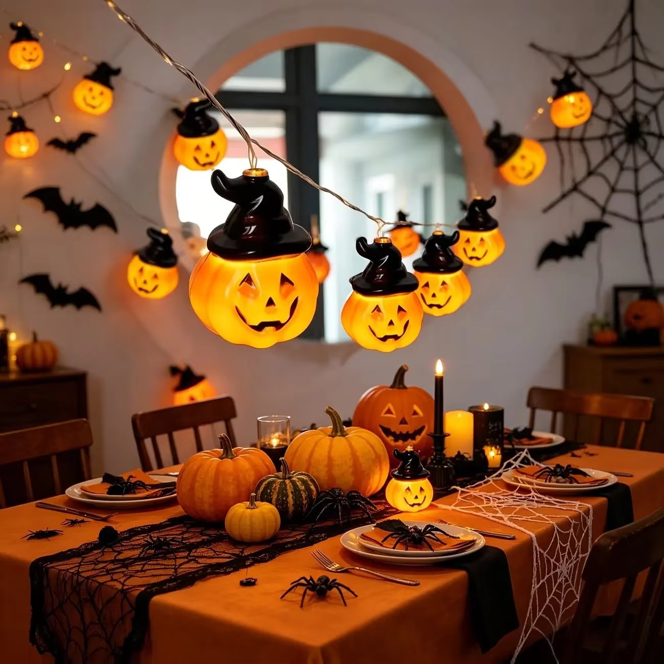 Witch Hat Pumpkin Fairy String - Halloween Led String Lights Orange 评论和价格