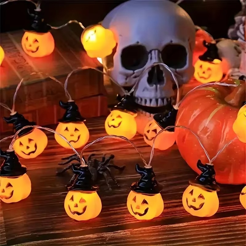 Witch Hat Pumpkin Fairy String - Halloween Led String Lights Orange 评论和价格