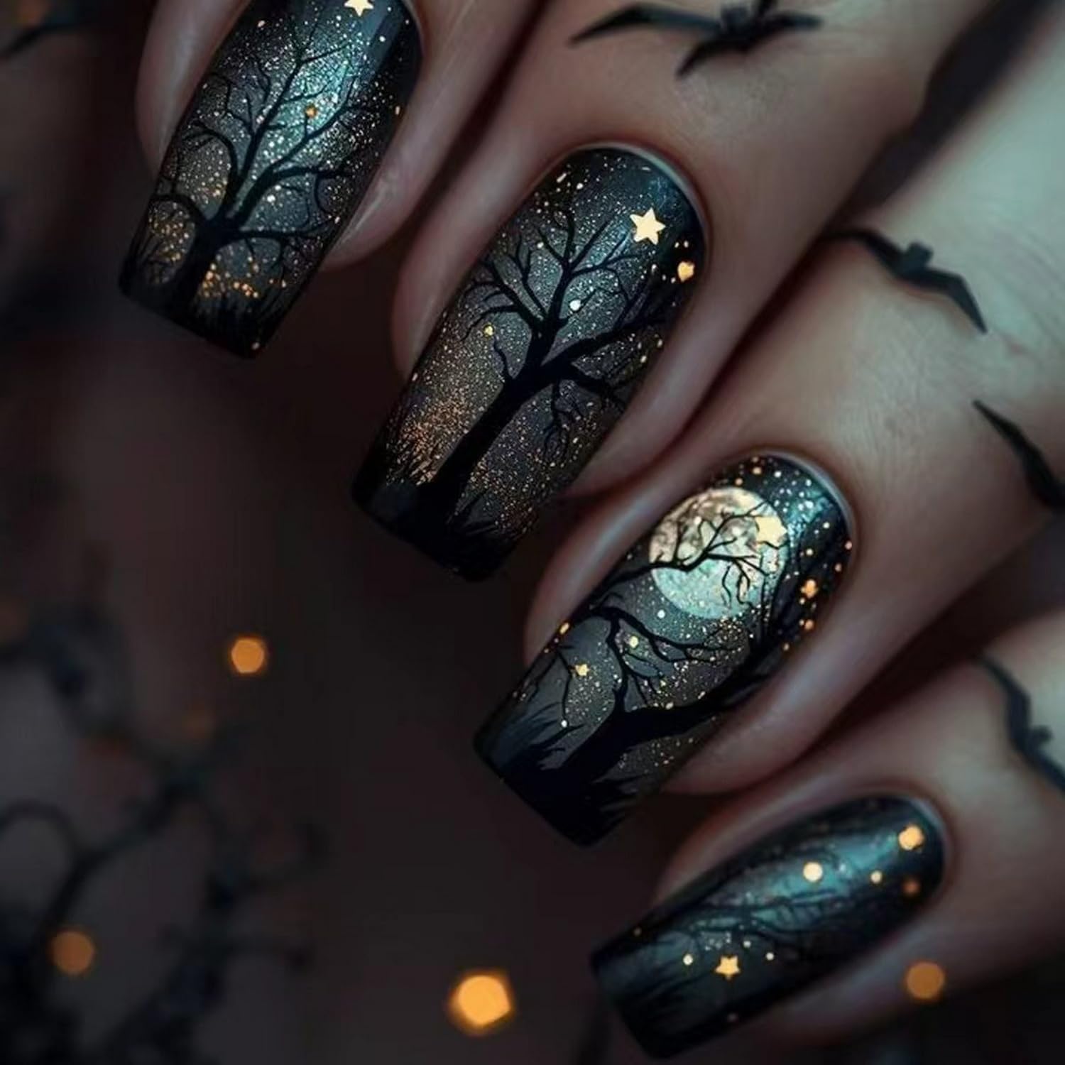 Halloween Press on Nails Hallo - Spider Web Halloween Decoration 评论和价格