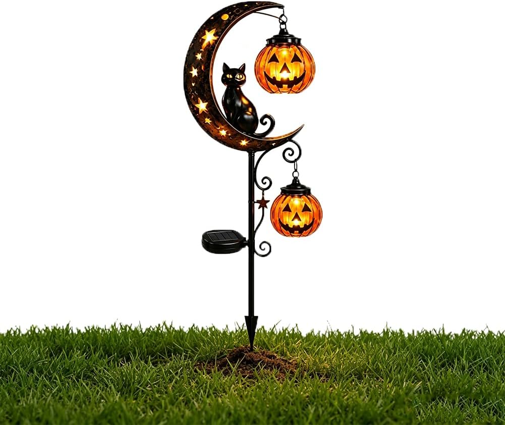 Solar Halloween Black Cat Pump - Pumpkin Lantern Halloween 评论和价格