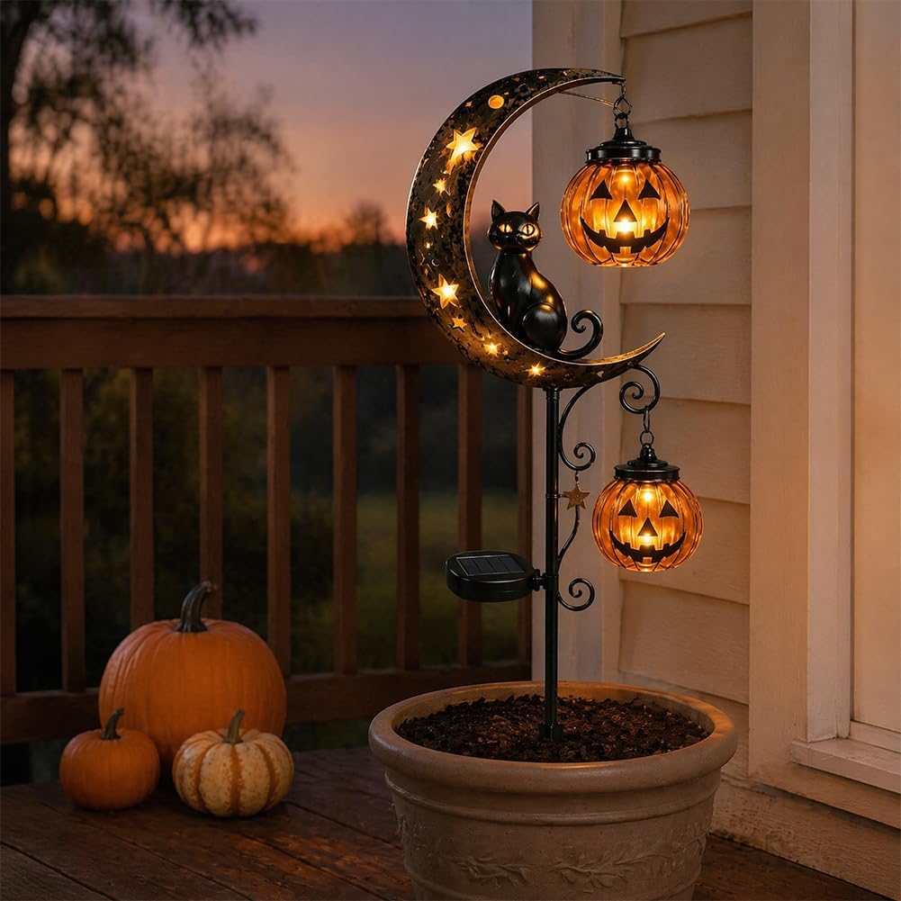 Solar Halloween Black Cat Pump - Pumpkin Lantern Halloween 评论和价格