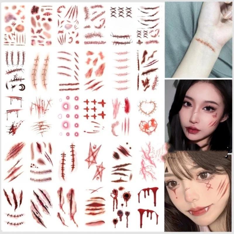 30pcs Halloween Tattoo Sticker - Spider Web Halloween Decoration 评论和价格
