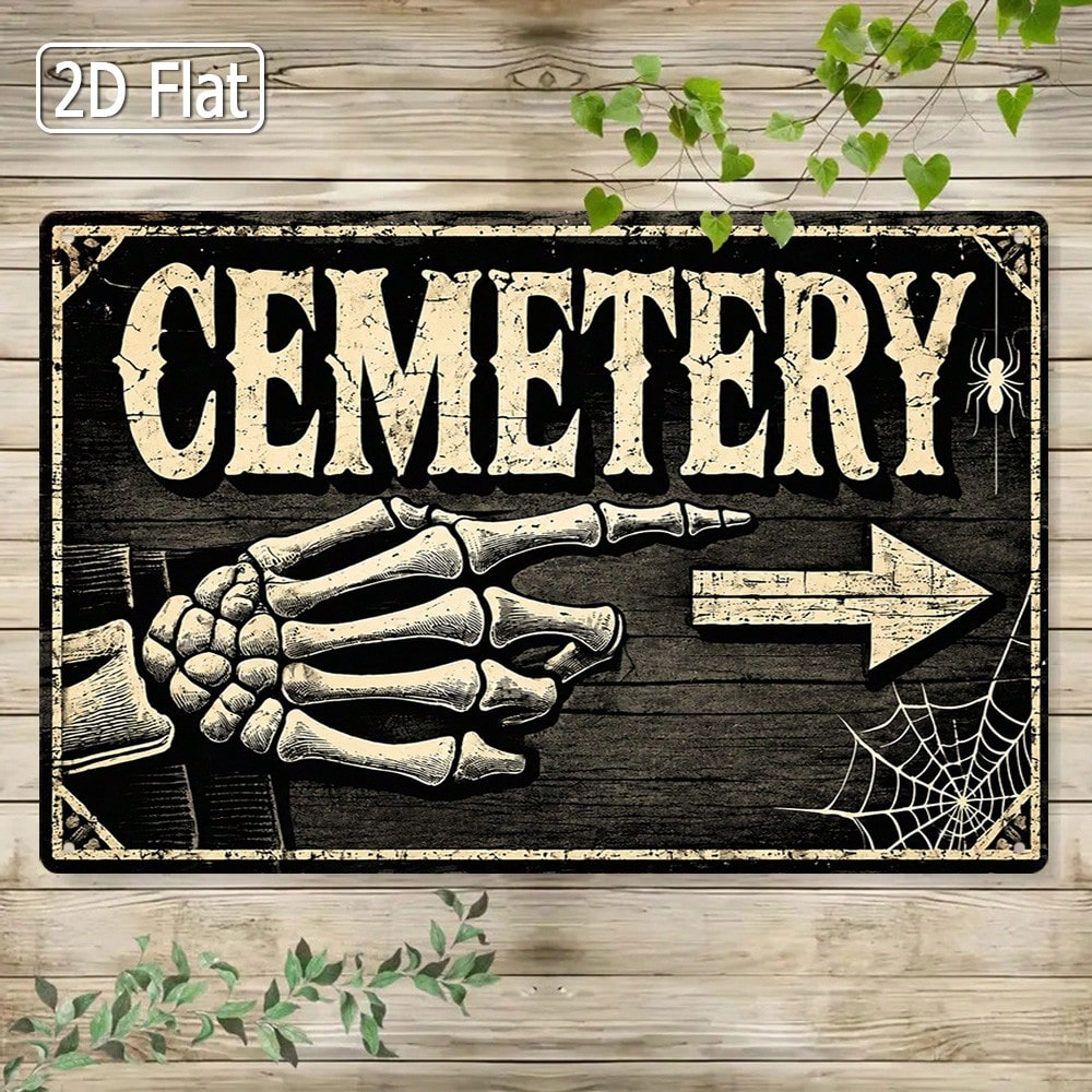 1pc 2D Flat Tin Sign - Vintage - Halloween Skeleton Decoration 评论和价格