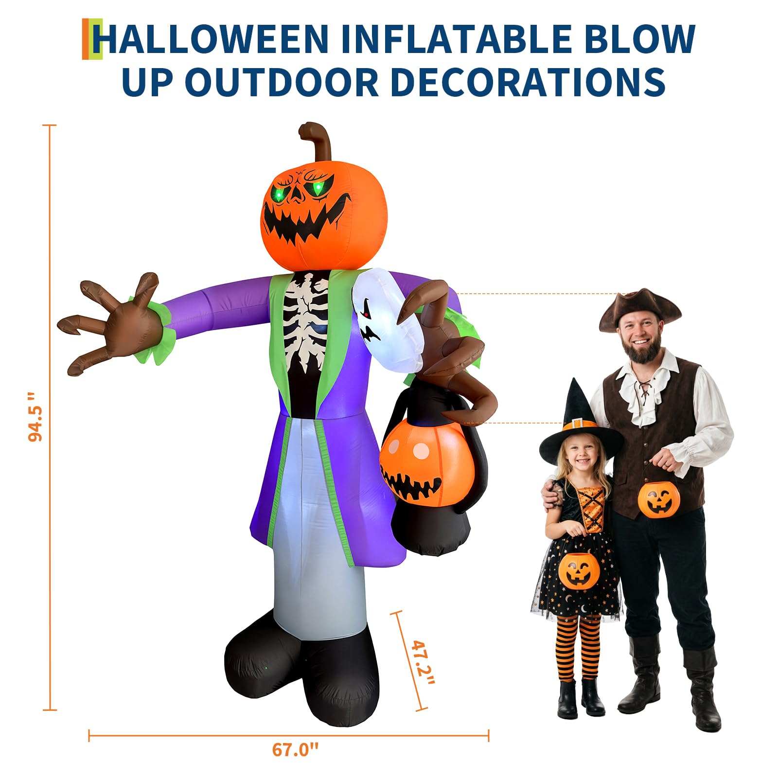 8ft Lighted Halloween Inflatab - Pumpkin Lantern Halloween 评论和价格