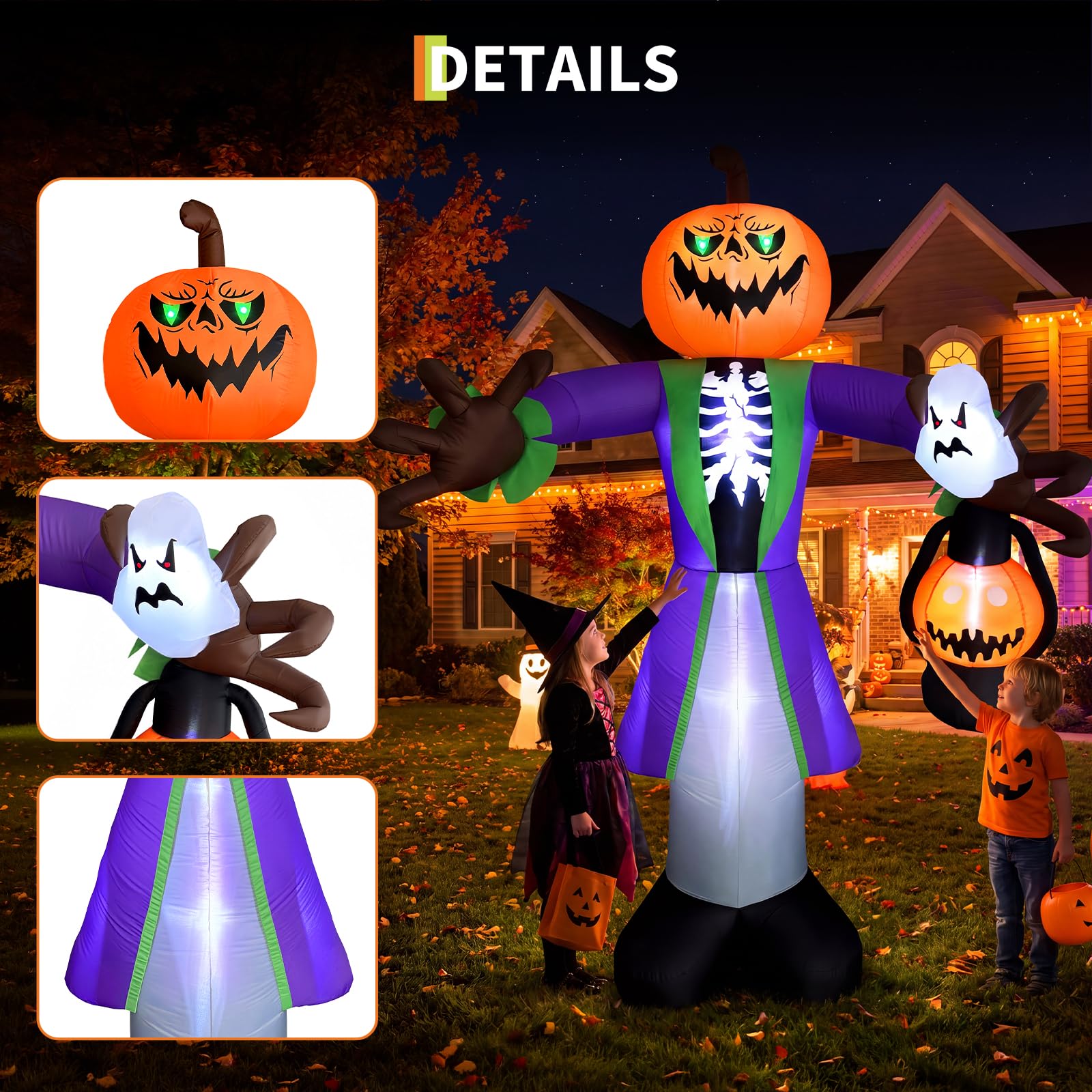 8ft Lighted Halloween Inflatab - Pumpkin Lantern Halloween 评论和价格